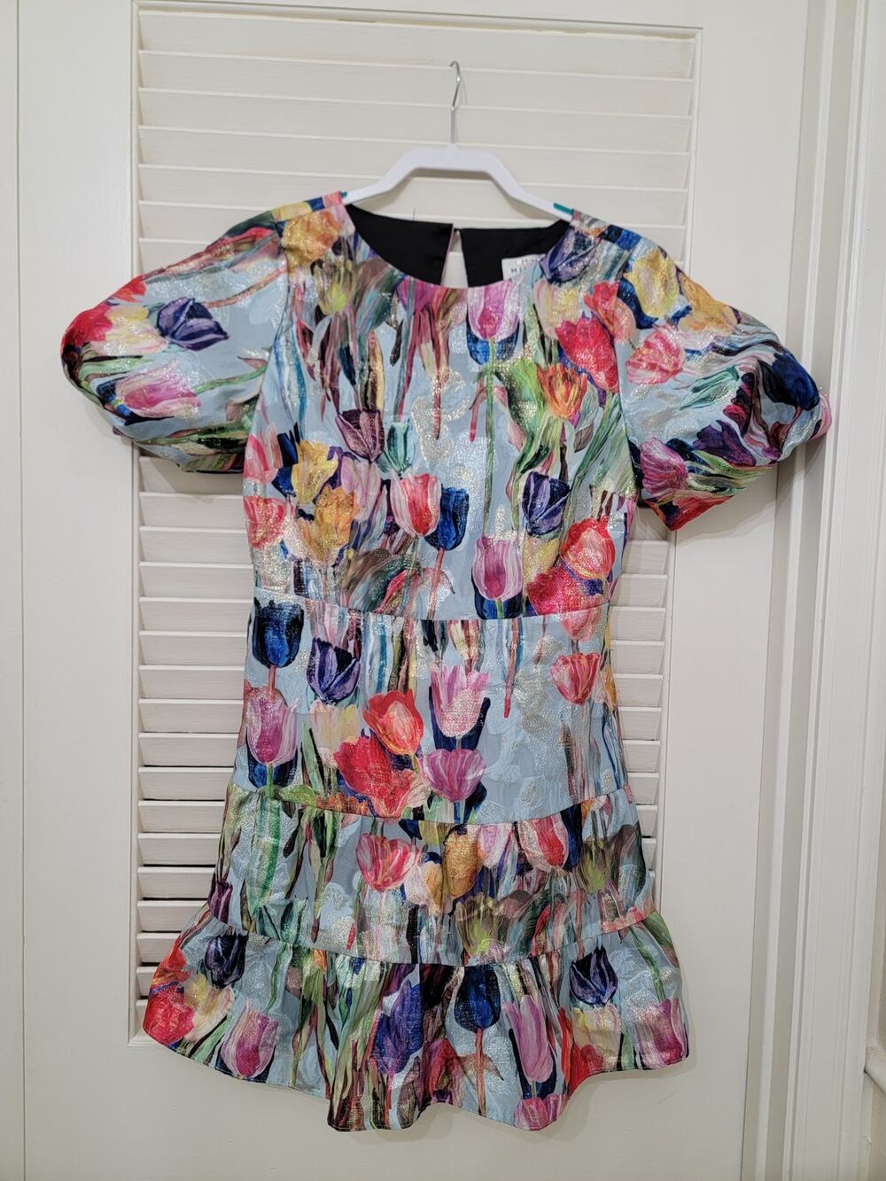 Milly Arlette Metallic Tulip Mini Dress